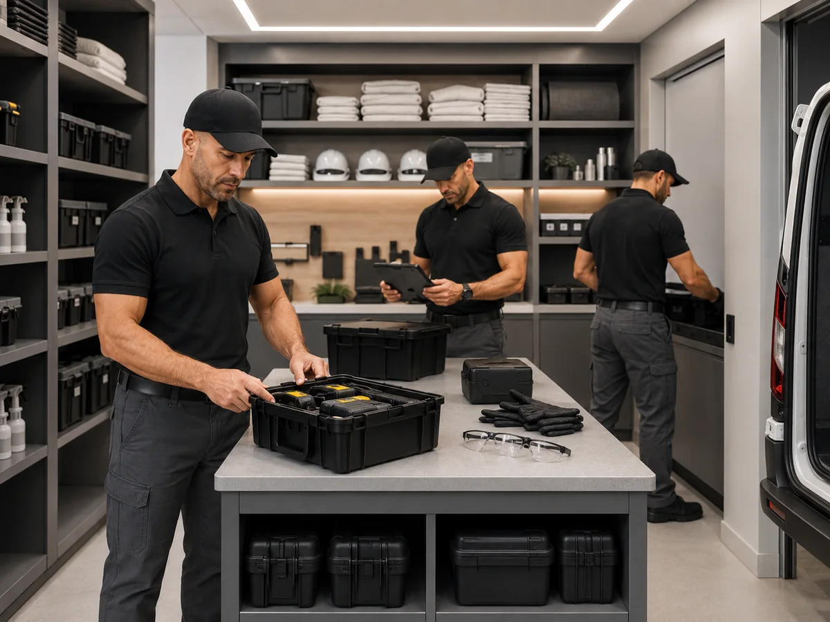 Preparació ordenada d’eines, EPI i materials