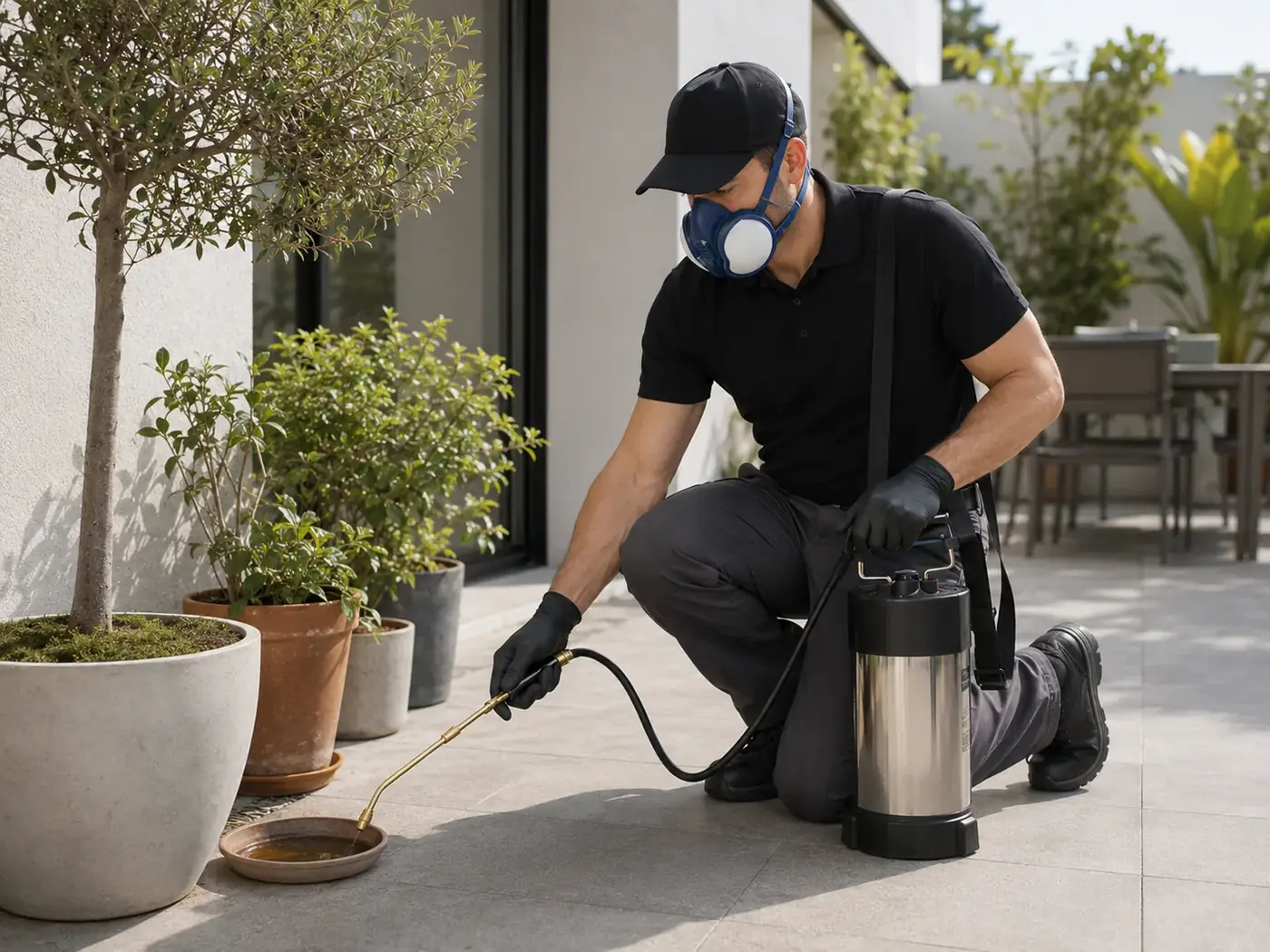 Tècnic instal·lant un dispositiu de control de mosquits