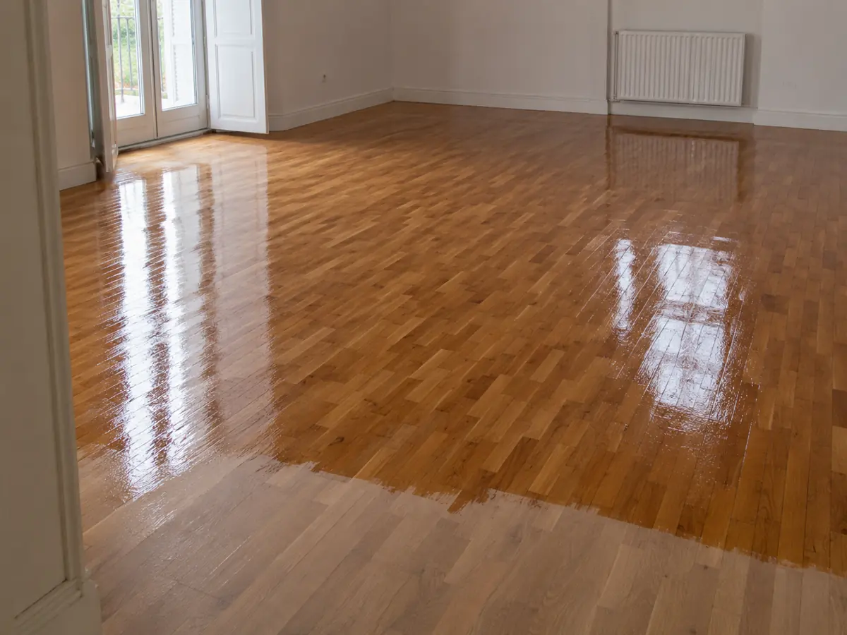 Parquet tras tratamiento profesional y revisión del acabado