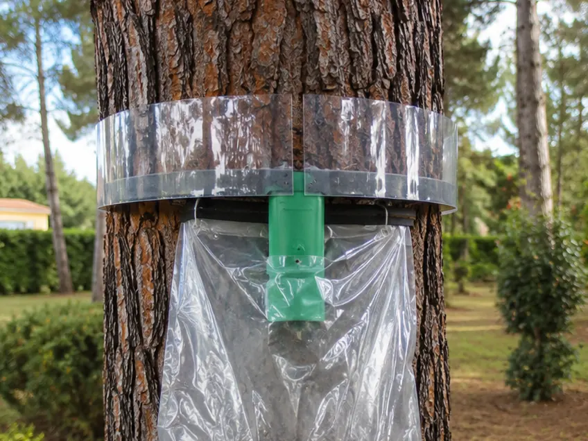 Detall tècnic del canal de baixada i la bossa recol·lectora del collar Procerex