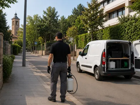 Escena de servei de control de plagues a Sant Cugat del Vallès