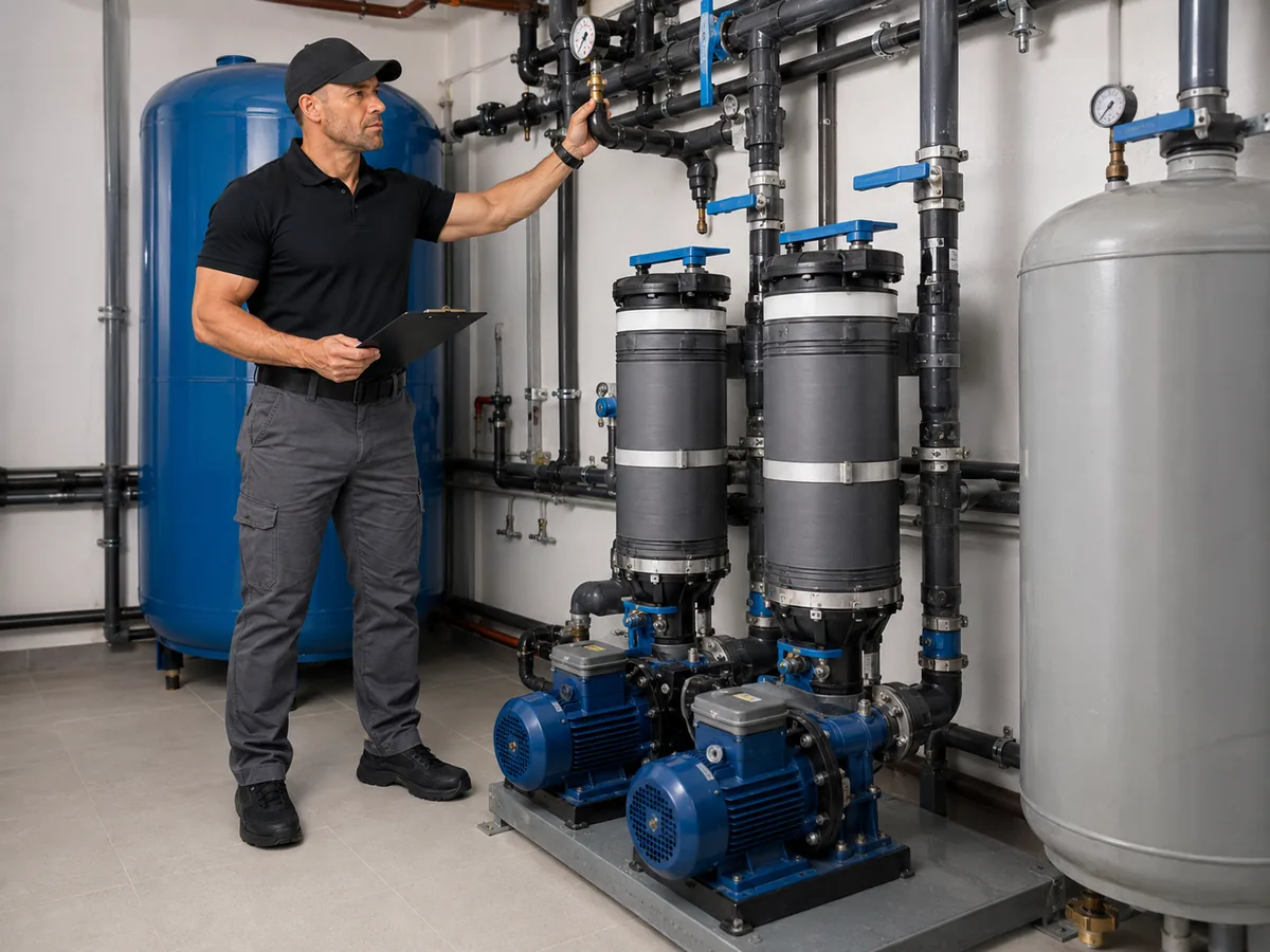 Inspección de bombas, filtros y circuito de recirculación de agua