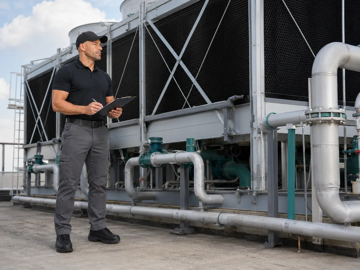 Inspección exterior de una torre de refrigeración